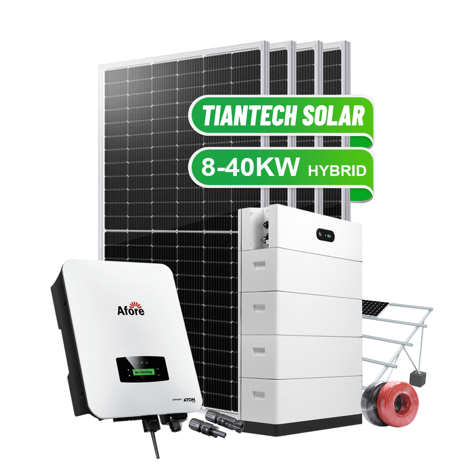 Conjunto completo de sistema de energía solar híbrida a buen precio.